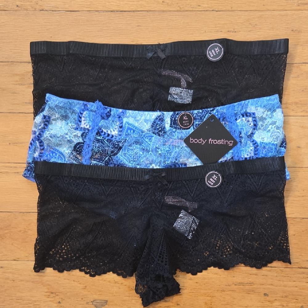 Body Frosting Lot Of 3 All Shortie Sexy Lace Panties Womens Size XL Multicolor